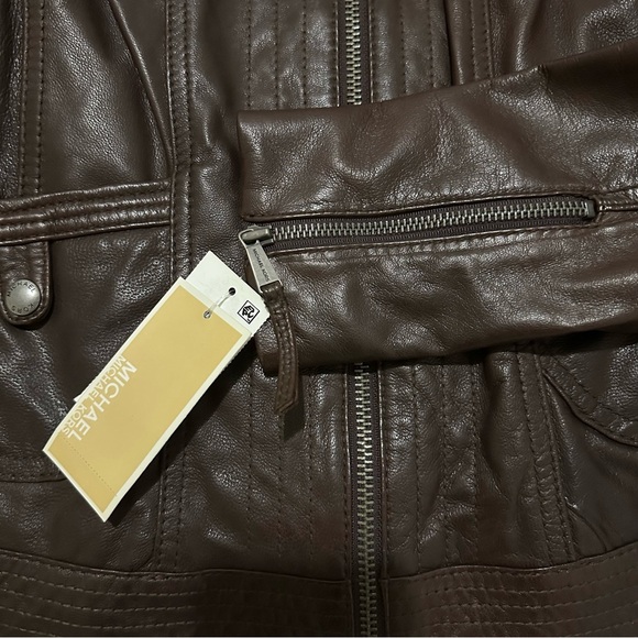 Michael Kors leather jacket zipper brown - Picture 3 of 5